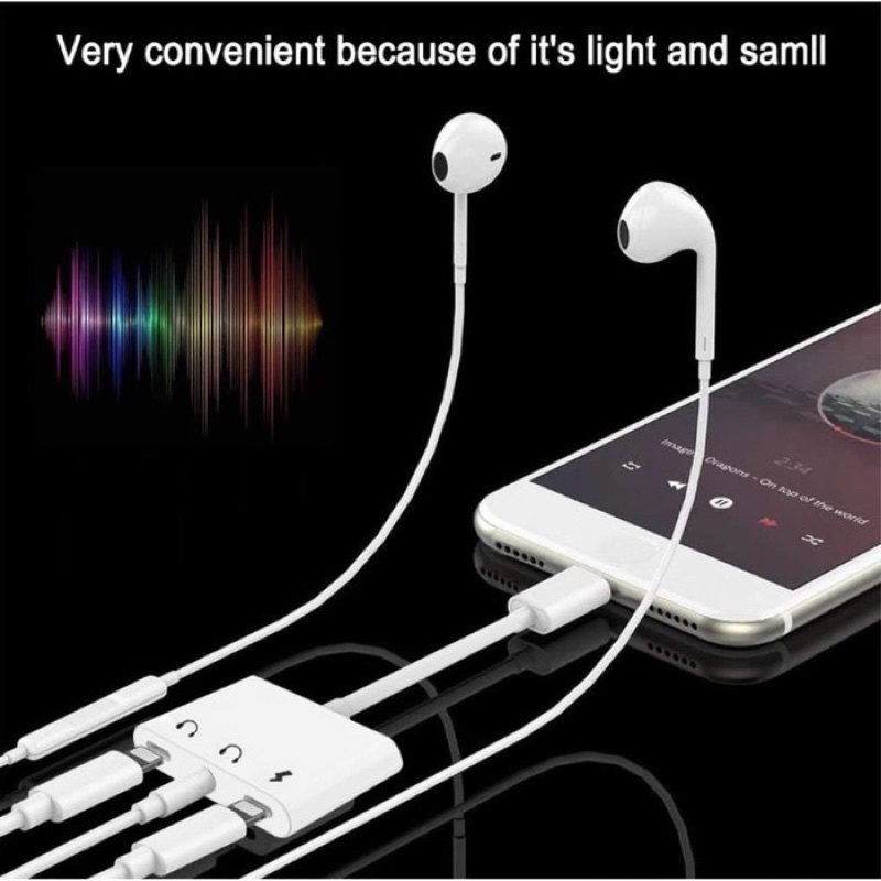 KABEL AUX 3IN1 VIBOX FOR EARPHONE HEADPHONE HANDSFREE COMPATIBLE CHARGING MUSIC JACK AUX 3.5MM LIGHTNING