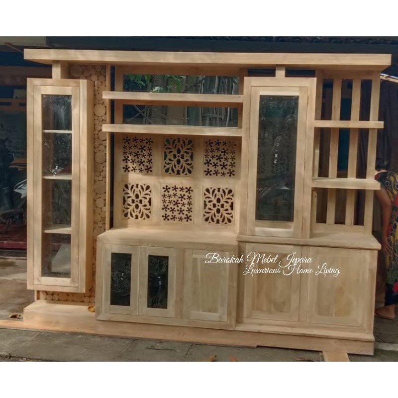 Bufet Tv Penyekat ruangan Jati Tua 2,5 meter