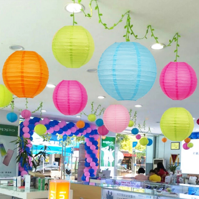 Lampion Kertas Bulat Cina Taman Pavilion Halaman Jalan Mall Lantern Balls6 Inci Festival Hiasan Gantung Decro Aksesoris