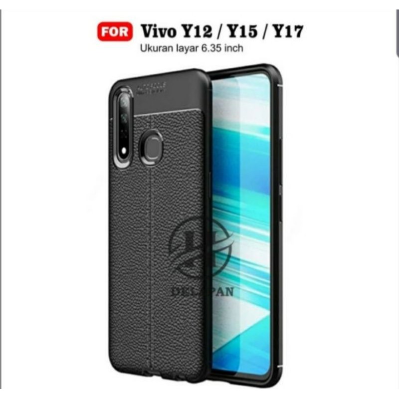 Vivo Y12i Case Kulit Jeruk Carbon Leather Auto Focus