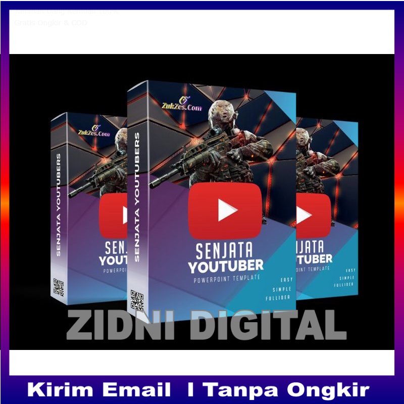 SENJATA YOUTUBER DESAIN TEMPLATE POWERPOINT BRANDING CHANNEL ZIDNI DIGITAL OFFICIAL