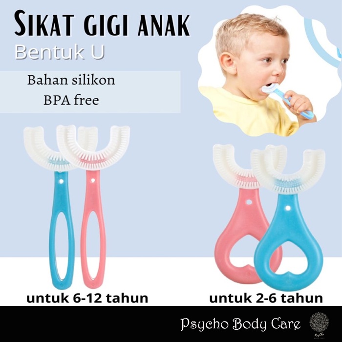 Sikat Gigi Anak Bentuk U Sikat Gigi Anak Silikon BPA FREE 2-12 Tahun Original COD