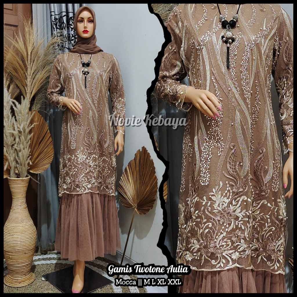 Gamis Tutu Tulle / Tille Wanita Two Tone Aulia Aneka Pilihan Warna