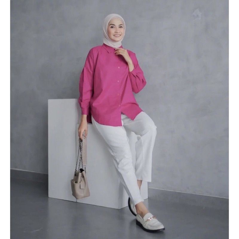 Kemeja Linen Silang Belakang Neka Shirt OOTD Remaja Kekinian