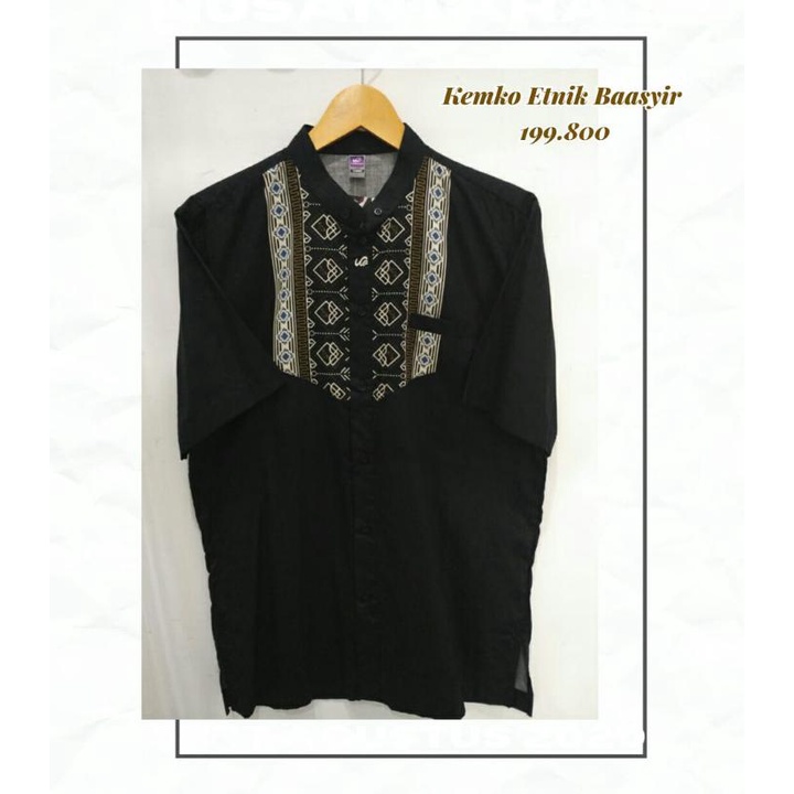 rabbani kemko etnik baasyir pdk hitam/ koko dewasa/ koko lengan pendek