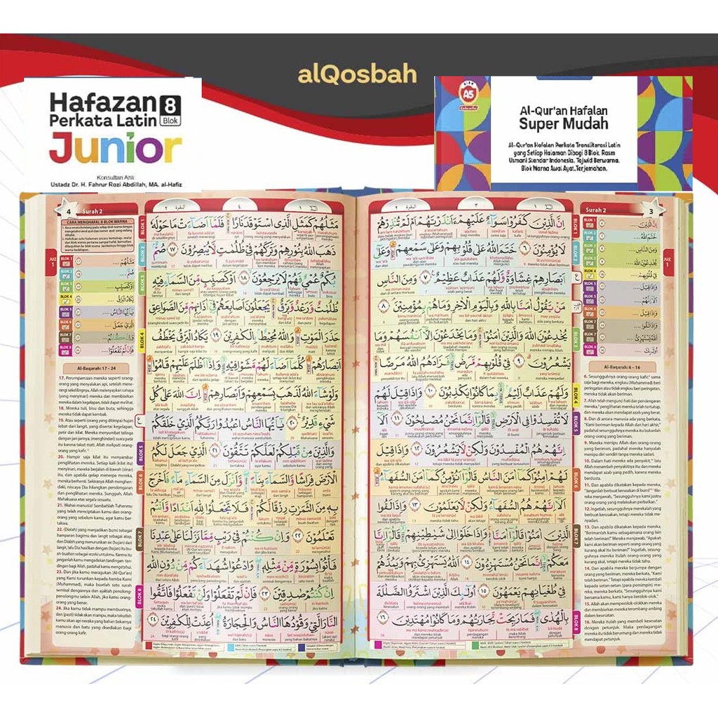 AlQuran HAFALAN HAFAZAN 8 BLOK WARNA Perkata Latin Junior Alquran Terjemah A5
