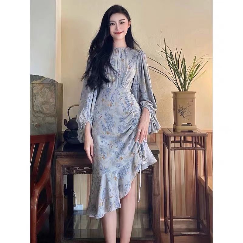 2022 baru gaun musim semi gaya wewangian kecil rok panjang Perancis lembut high-end desain niche gau