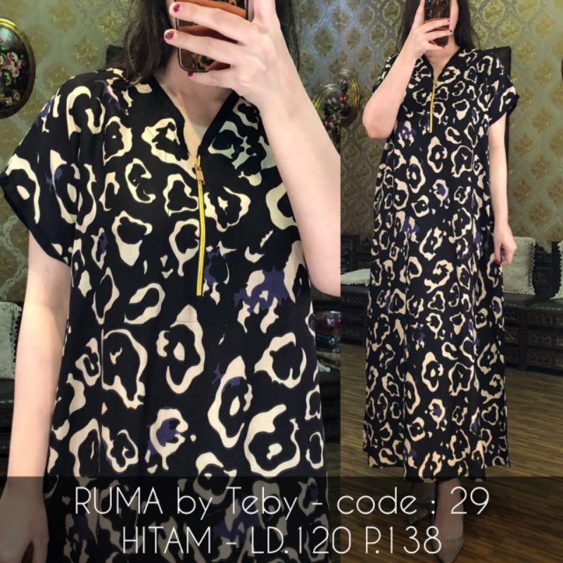 Daster Arab TEBY RUMA Series Dress Rayon Super Originanal Best Seller-Hitam Code 29