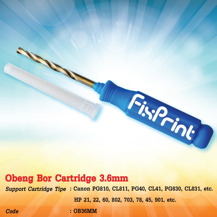 Obeng Bor Cartridge 3.6mm Bor Tangan Drill Infus Ciss Modif Printer Canon PG810 CL811 HP 802 678 680