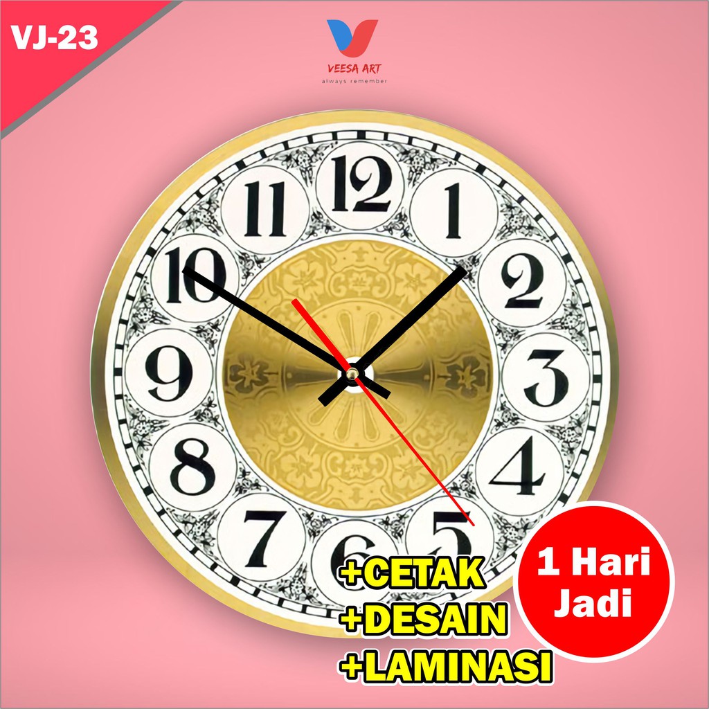 Jam dinding Mewah Classic Klasik Warna gold vintage fintage Ruang Tamu Kantor Minimalis Kamar Tidur Angka yg Besar Kecil Ukuran Diameter 30cm 40cm Tempel Gantung Tembok Bunyi IKEA INforma Aces Lucu Original Dekorasi Hiasan Dinding Pajangan Wall Decor Mura