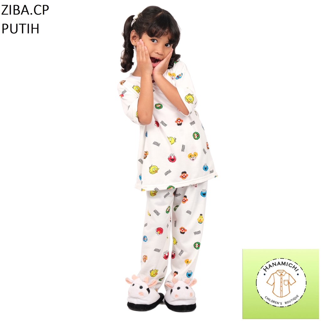 Hanamichi ZIBA.CP Setelan Baju Tidur Anak Lengan Pendek Motif Kartun