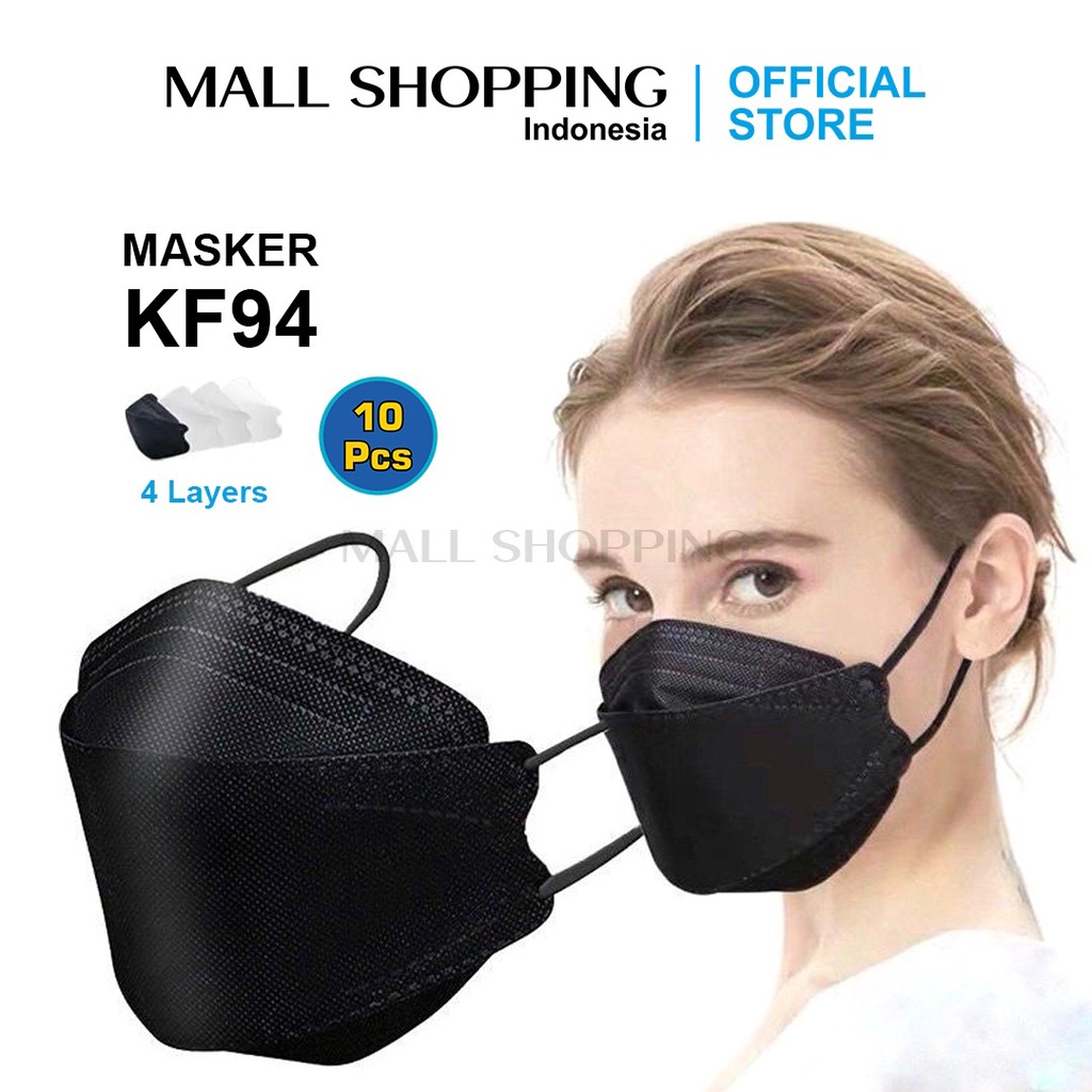 (COD) Masker KF94 Korean Fashion EVO Earloop Mask 4 ply Isi 10 Pcs High Quality MALL SHOPPING