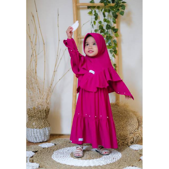 dress dres gamis baju pakaian syafiqa hijab bayi anak anak-anak cewek motif polos