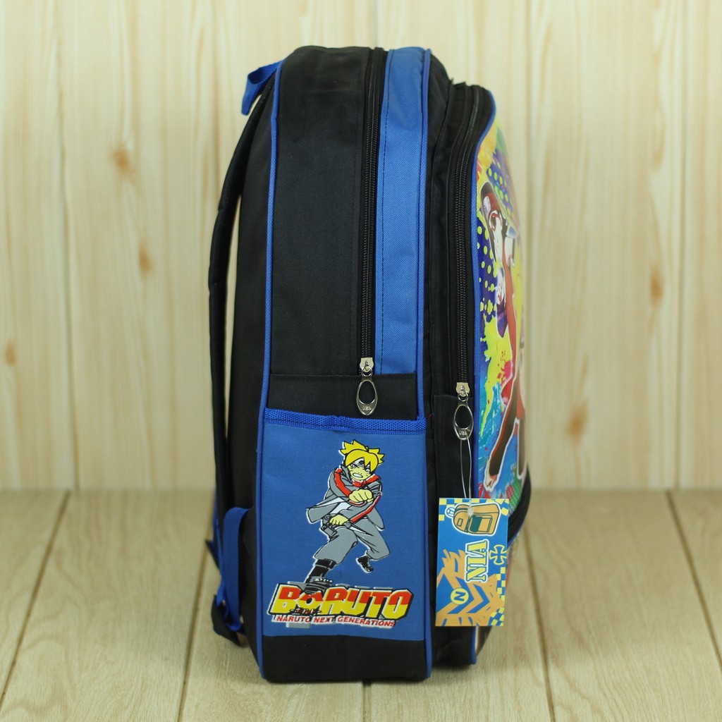 Tas Gendong Anak Sekolah Motif Naruto Biru Ransel Anak Laki Laki Keren Bahan Polyester Tebal Kuat