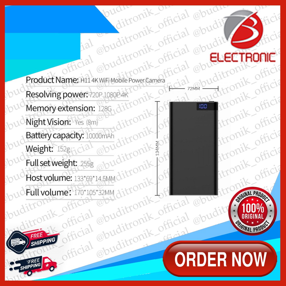 Ip Camera - Spy Camera Wifi Power Bank H11 HD1080P 4K - Hidden Kamera-2