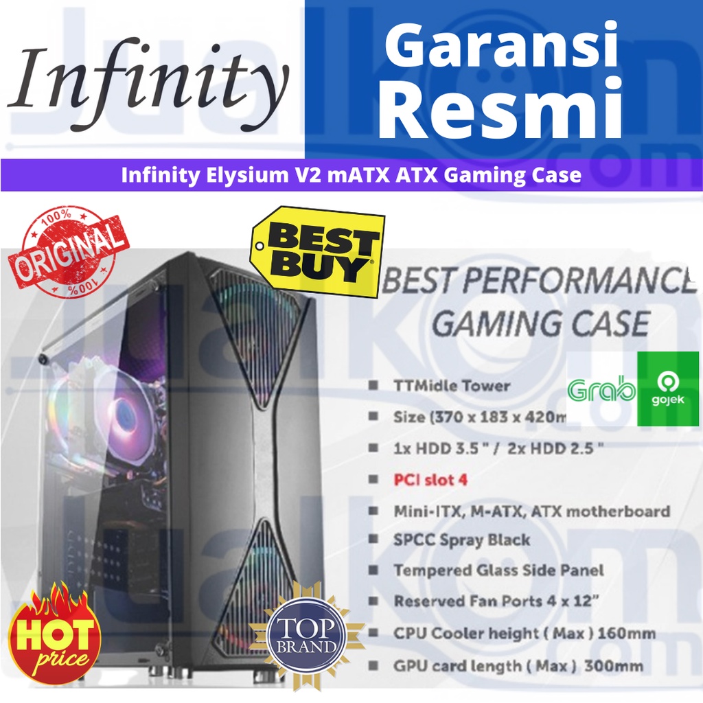 CASING GAMING PC INFINITY ELYSIUM V2 MATX ATX TEMPERED GLASS