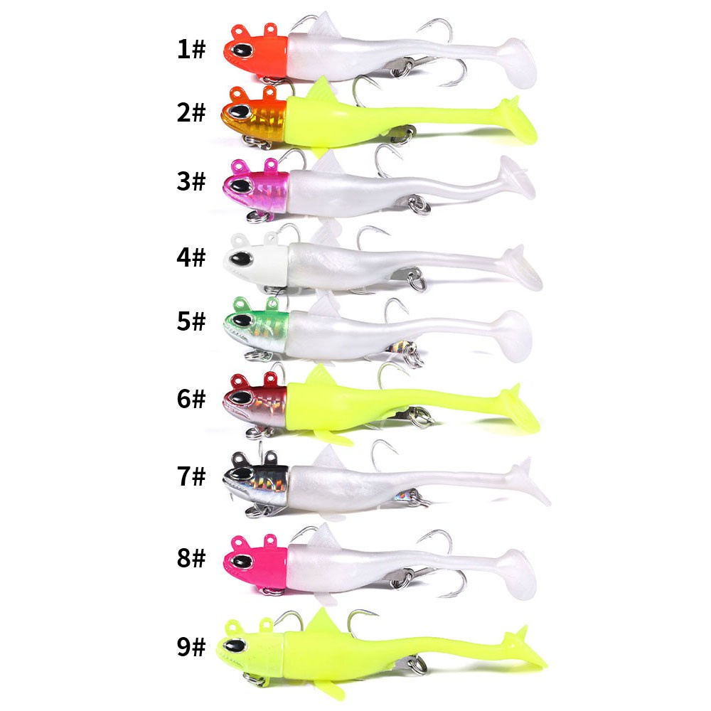 HENGJIA 1PCS 9 colors Soft Fishing Lure 10G 14G 21G 28G 35G 45G 55G Lead Head JIg Lure Silicone Bait T Tail