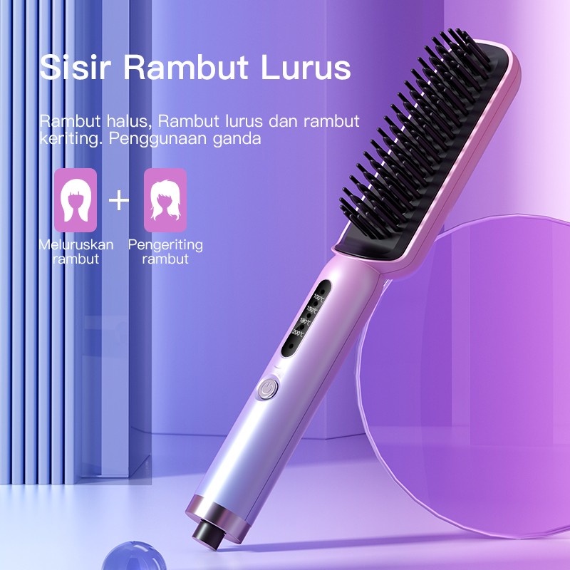 Omfu Sisir rambut sisir elektrik rambut keriting Lurus 2 in 1 ORIGINAL