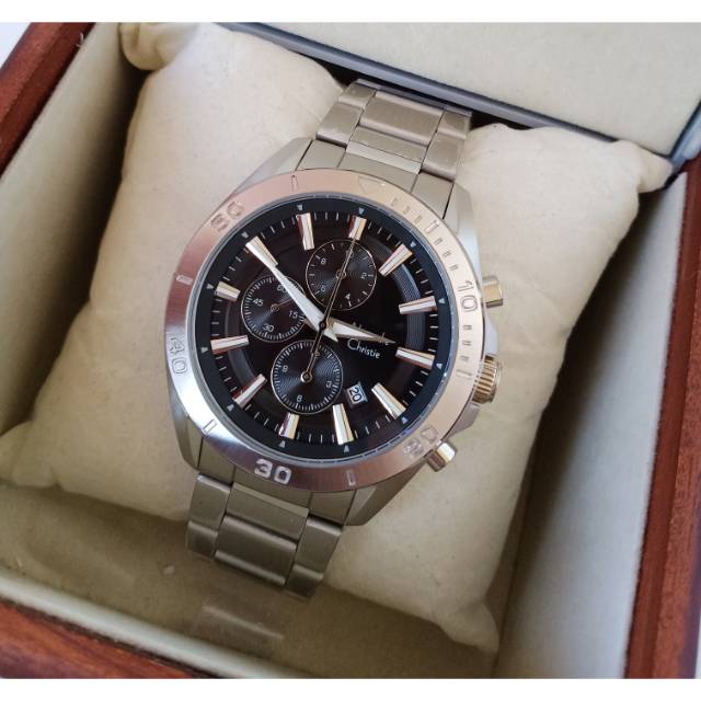 Jam tangan pria Alexandre Christie AC 6525 Silver plat Black Original