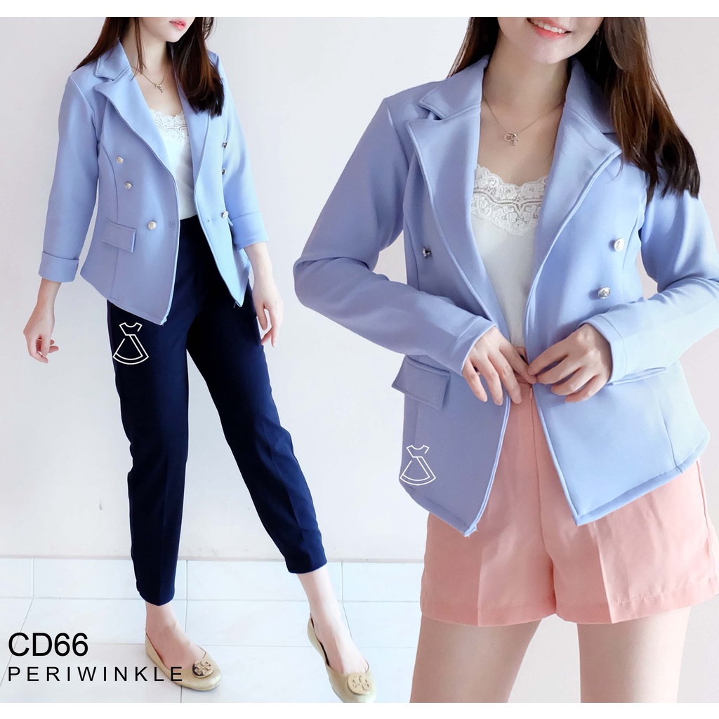 CD66 - Outer Blazer Wanita Basic Long Sleeves Scuba Stretch Korean Look