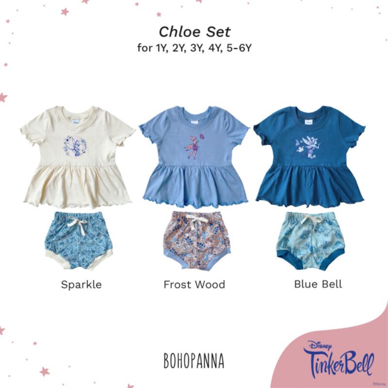 BOHOPANNA - CHLOE SET DISNEY TINKERBELL - SETELAN BAJU ANAK PEREMPUAN - SET BAJU BAYI