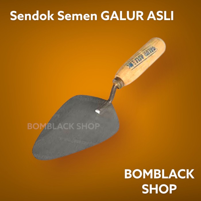 Sendok Semen Lancip GALUR ASLI Gagang Kayu Panjang Pendek 18 cm 15cm - PANJANG