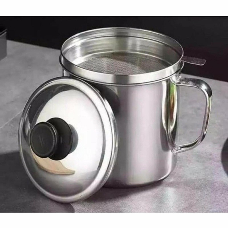 Oil Pot Stainless Steel 1.3L - Wadah Saringan Minyak