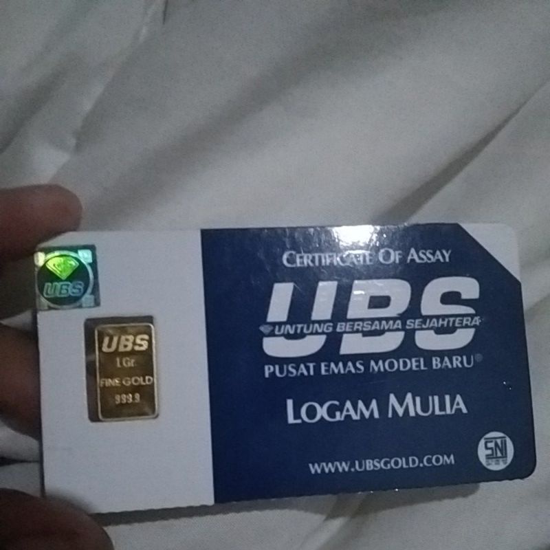 logam mulia UBS 1 gram asli + nota lelang g24 pegadaian