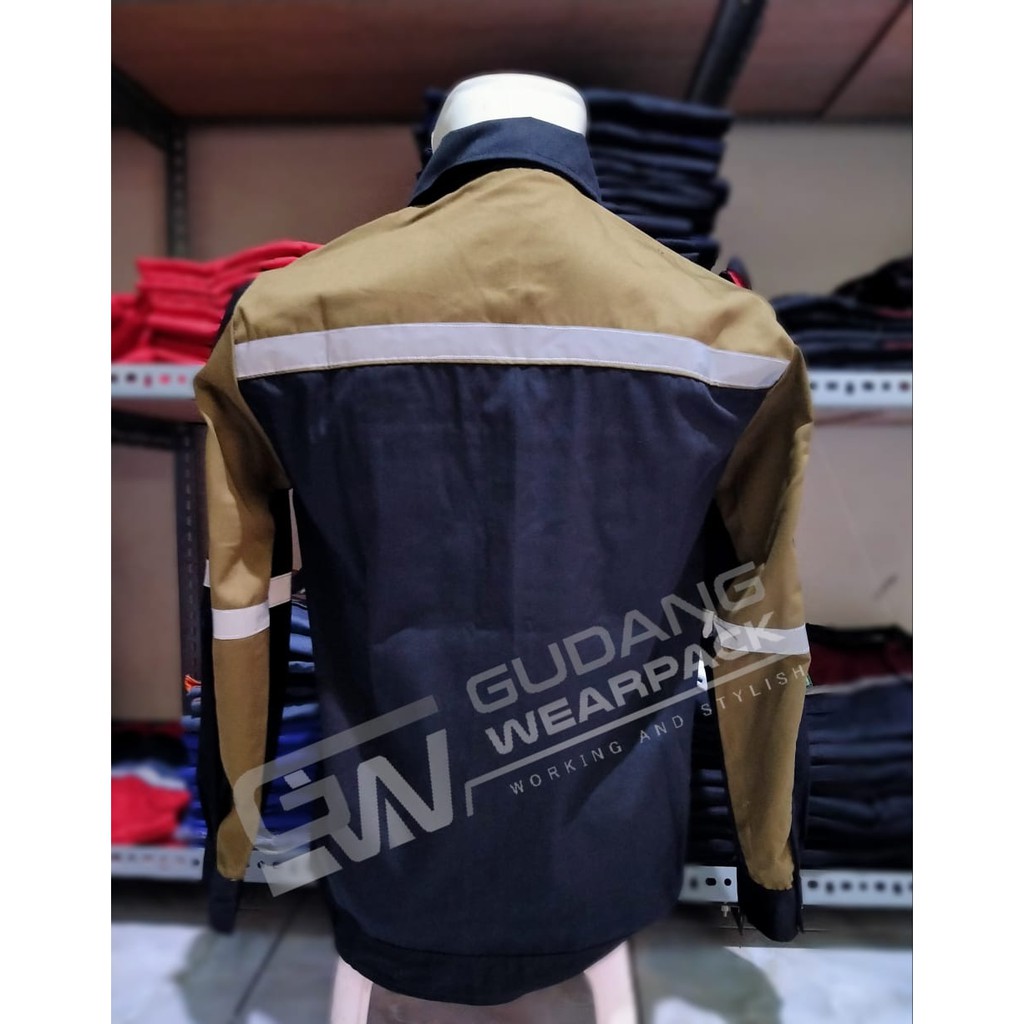 WEARPACK ATASAN Gudang Wearpack - Baju Kerja Seragam Proyek Warna HITAM - COKLAT