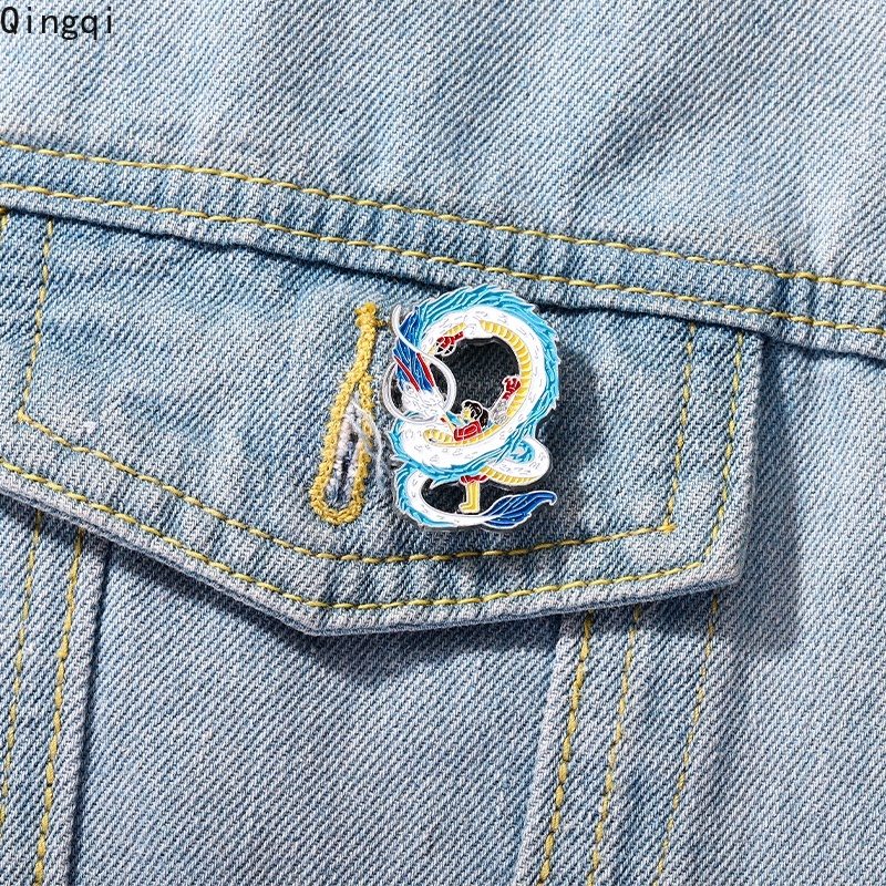 Bros Pin Enamel Desain Karakter Kartun Anime Spirited Away Dragon Dan Girl Untuk Fans