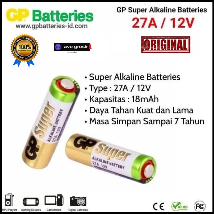 baterai 27A batere remote alarm mobil GP Alkaline original 12V battery