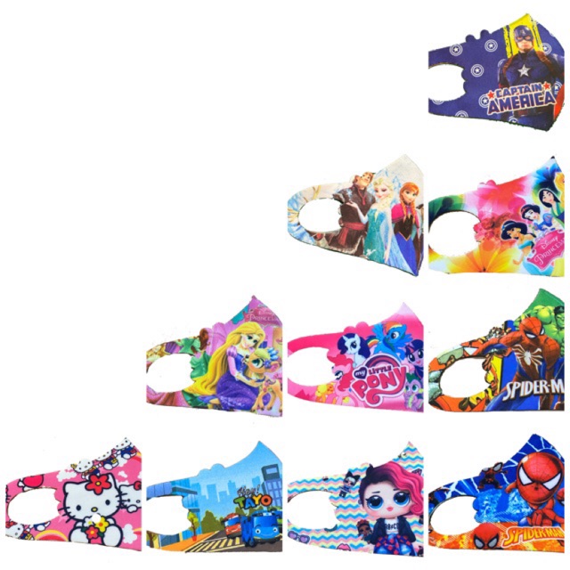 Masker anak scuba karakter covid 19 corona