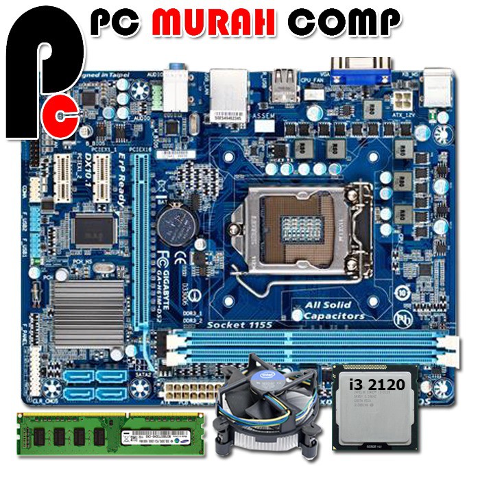 Paket Mainboard 1155 H61 ONboard Dengan Processor i3 2120 Dan Ram 4gb