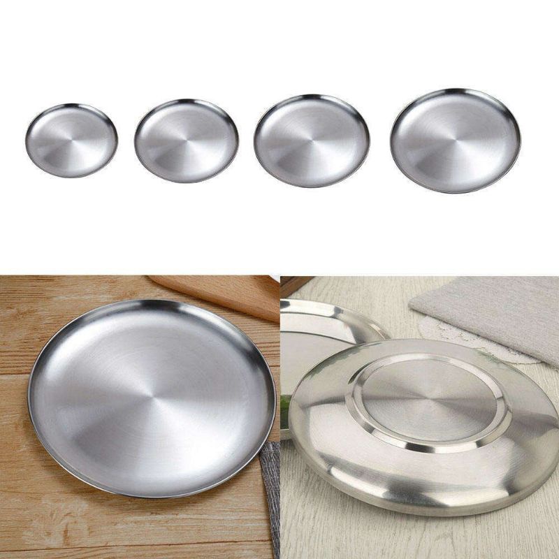 OUCHEKIT Piring Makan Nampan Baki European Style Stainless Steel - Silver