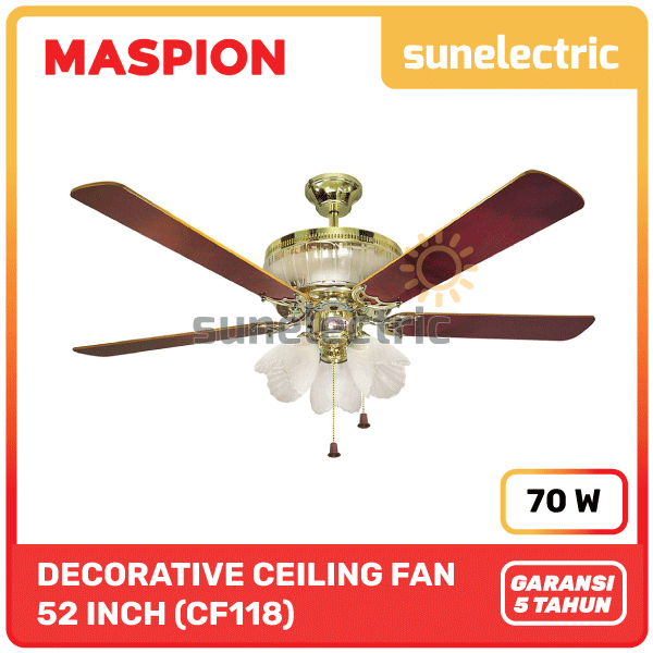 Maspion Uchida 52" / 52 Inch / 130 cm Kipas Angin Plafon Dekorasi Ceiling Fan Uchida CF-118 / CF118 