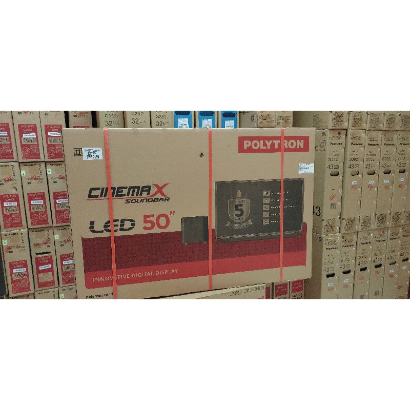 Led polytron 50 inci speaker soundbar digital tv usb movie hdmi full hd fhd lcd spiker cinemax 50"
