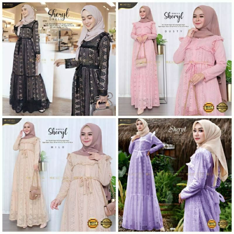 GAMIS BRUKAT TERBARU / GAMIS KONDANGAN SHERYL DRESS WANITA JUMBO/ GAMIS WANITA MUSLIM JUMBO /Gamis B