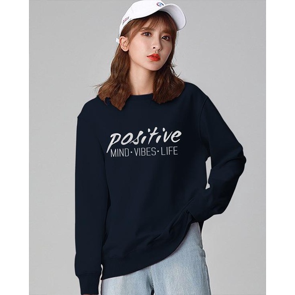 Kaos Lengan Panjang POSITIVE / Kaos Sweatshirt / Atasan Wanita / Atasan Wanita Lengan Panjang