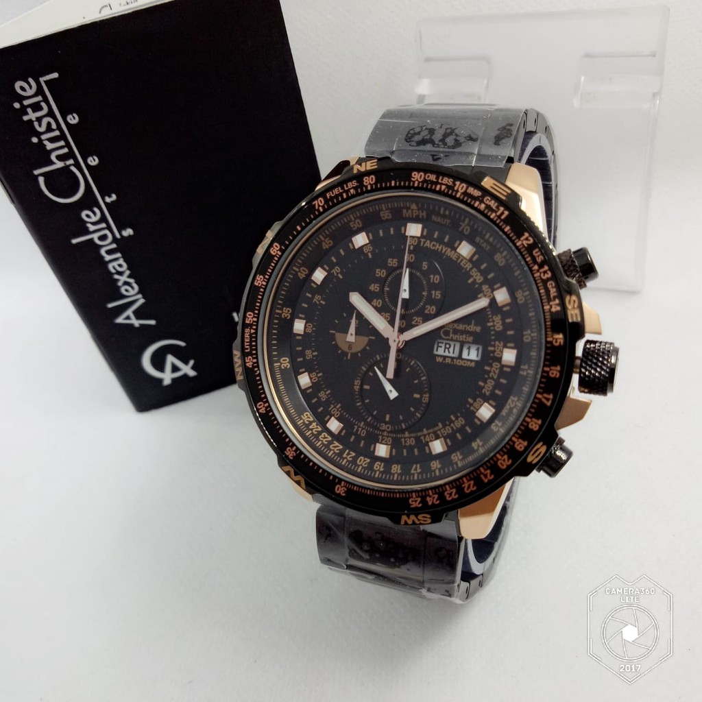 Alexandre Christie AC6476 - Jam Tangan Fashion Pria - Full Stainless Steel - Chrono Mode