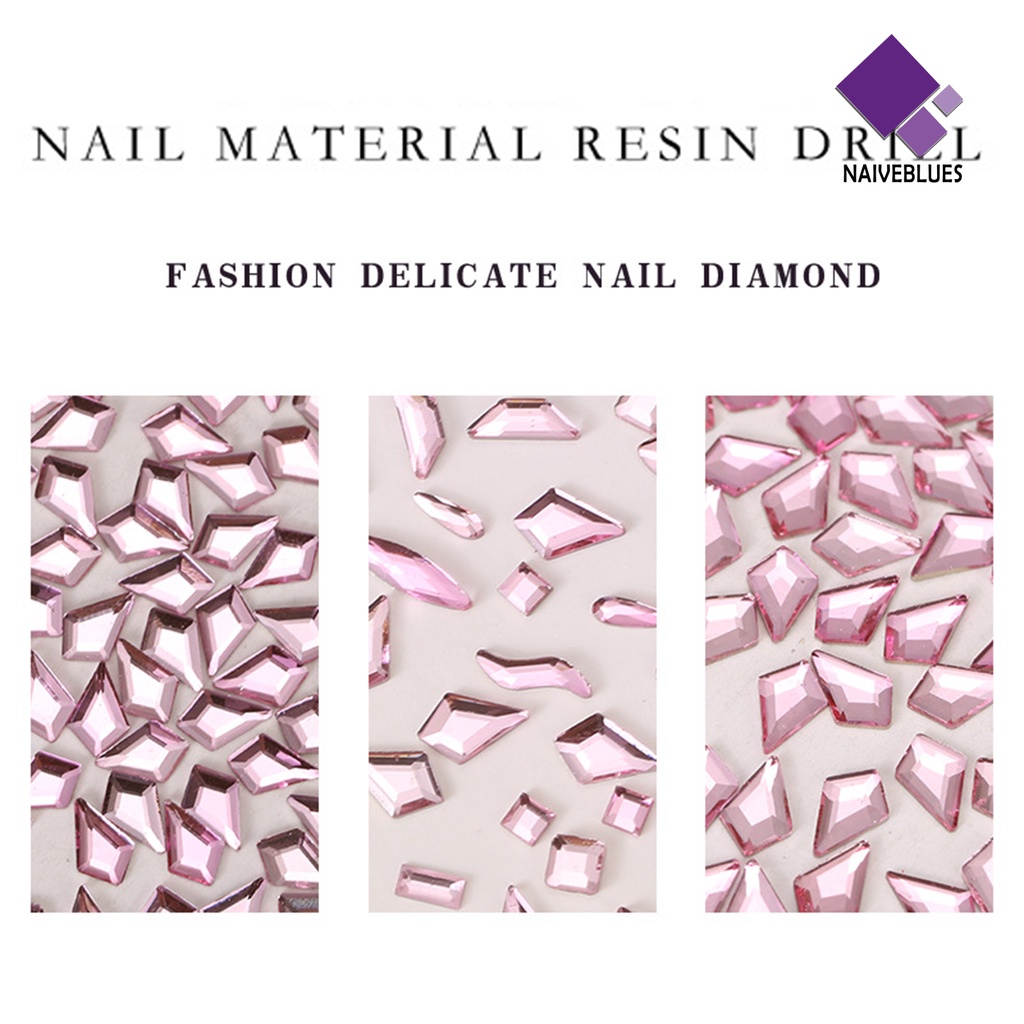 50pcs Ornamen 3D Bentuk Irregular Bahan Resin Warna Pink Untuk Dekorasi Nail Art