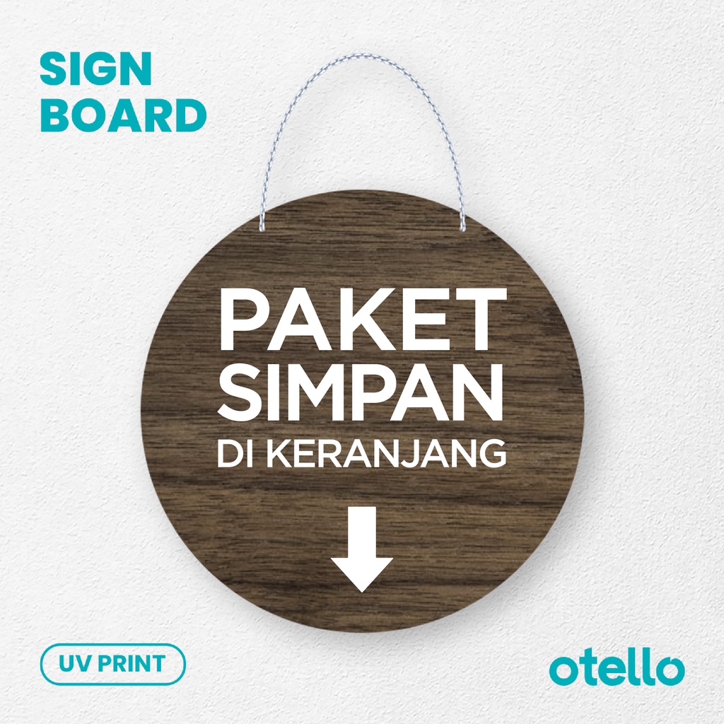 Otello - Label Tulisan Paket Simpan di Keranjang Signage Kayu Wooden Papan Gantung Sign Board