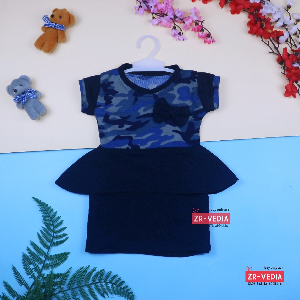 (ABRI) Dress Viona Lengan 1-2 Tahun / Dres Lengan Pendek Anak Perempuan Motif Fashion Kids Pesta