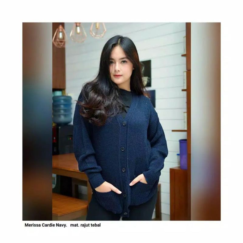 CARDIGAN RAJUT WANITA MERISSA OUTER CARDI-Navy