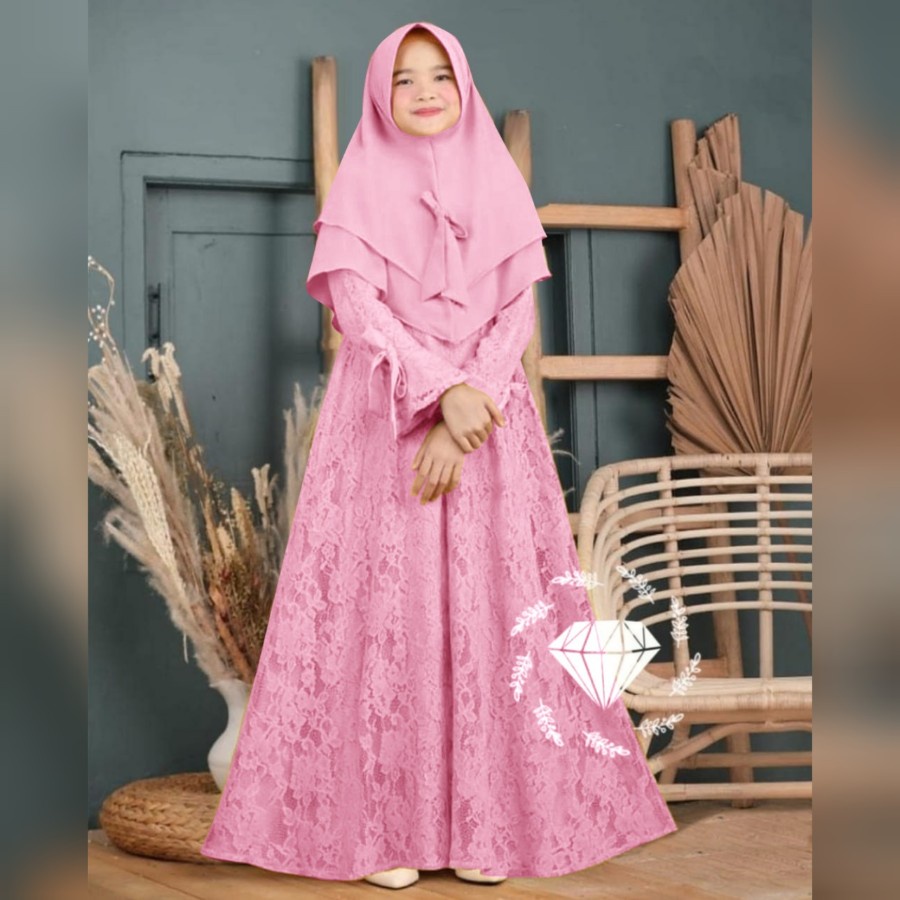 Gamis Anak Perempuan Umur 7 8 9 Tahun Remaja Syari Brukat Dirra / Baju Muslim Anak Cewek Terbaru Kek