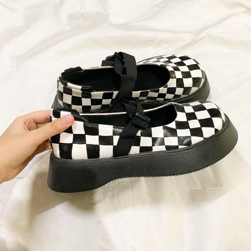 mary jane platform shoes checkerboard