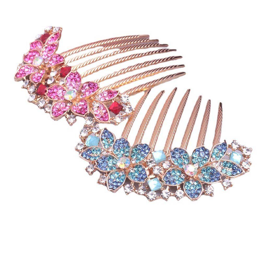 Needway   Wanita Sisir Rambut Hiasan Kepala Geometris Jepit Rambut Ponytail Holder Gadis Poni Klip Rhinestones Kristal Rambut Klip