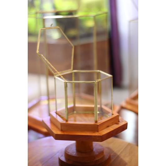 box cincin heksagonal + kayu bulat / ringbox mahar unik