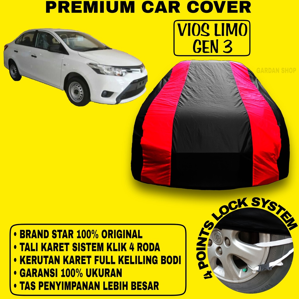 Body Cover VIOS LIMO GEN 3 Sarung Strip MERAH Penutup Pelindung Bodi Mobil Vios Limo Gen 3 Waterproof PREMIUM