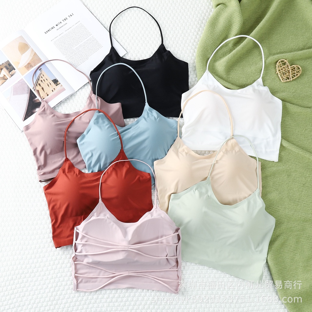 KINDS STORE ❤️ | Tali Bunder Top Bra dengan Tali Tipis Bahan Ice Silk Super Lembut