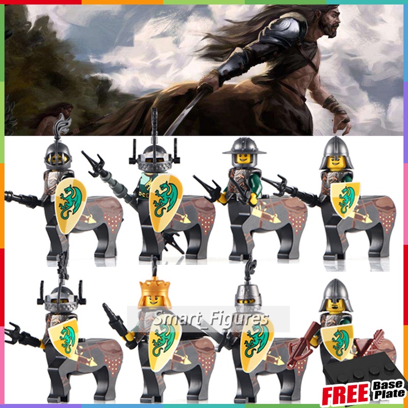 Mainan Action Figure Kastil Kastil Kastil Minifigures Green Dragon Centaur Knights AX8802 Untuk Koleksi